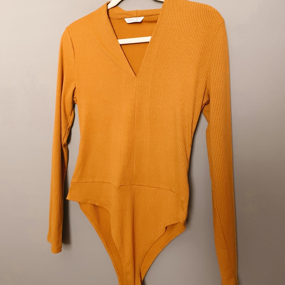 Tresics Mustard Yellow V Neck body Suit, Size S